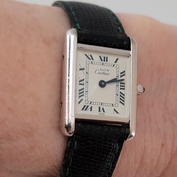 Ladies Vintage must de Cartier Sterling Silver Tank Watch - Picture 1 of 11